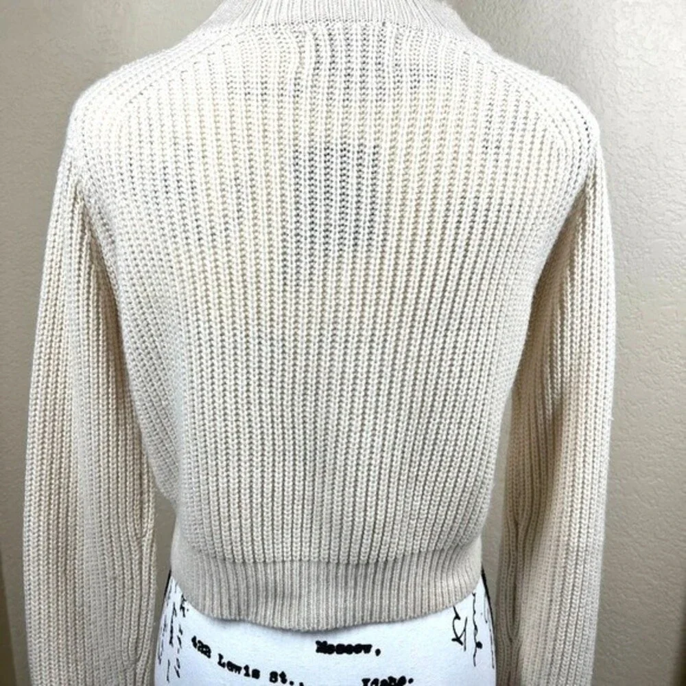 Kendall & Kylie cream sweater women crop knit long sleeve sweater size S - Picture 2 of 12